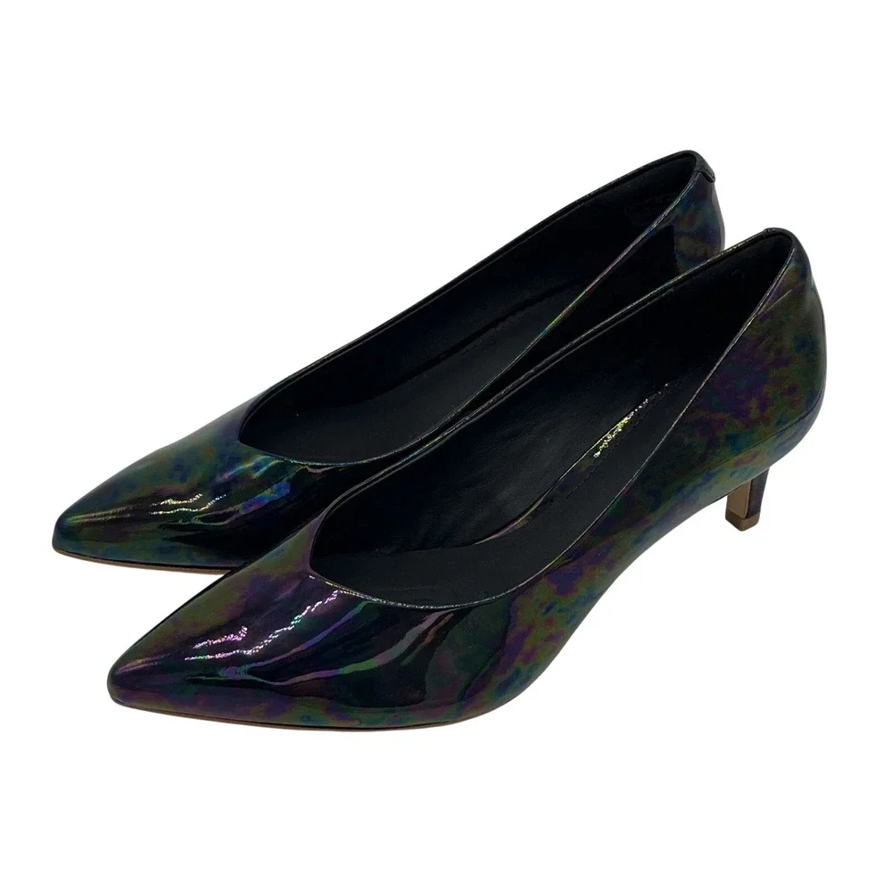 Clarks Laina55 Court2 Black‎ Interest iridescent Women's Size 8.5 Heels
